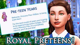 FLEUR AGES INTO A PRETEEN TRYING THE PRETEEN MOD  The Sims 4 Royal Starter Save  Part 5