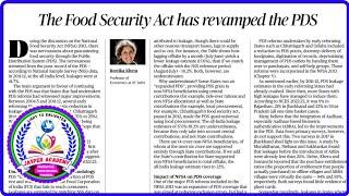 THE FOOD SECURITY ACT HAS REVAMPED THE PDS