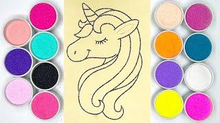 Unicorn Sand Painting  Coloring Videos for Kids