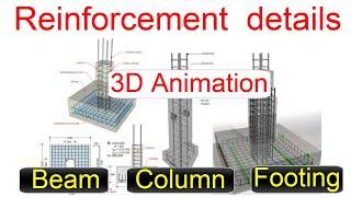 Reinforced concrete Beam Column and Footing  3D Animation