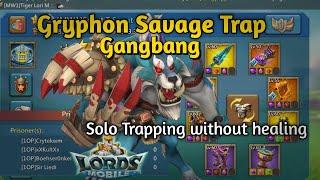 Lords Mobile - Gryphon Solo TrapSolo Trapping with 5m troops with no healing and Gangbang 