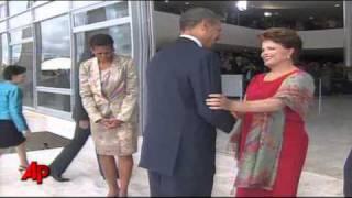 Raw Video Obama Arrives in Brazil