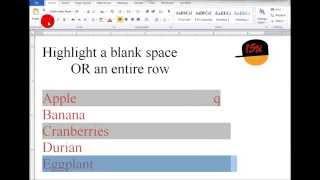 Word Highlight a Blank Space or an Entire Row