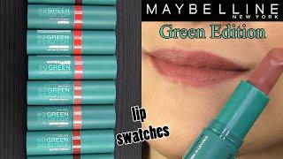 Maybelline Green Edition Butter Cream Lipsticks  Lip Swatches & Review
