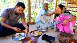 দেশি কুচো চিংড়ি দিয়ে কাঁচা মানকচু বাটা সাথে ছোট বাটা মাছের ঝালদা রান্না  Kacha Mankochu Bata recipe