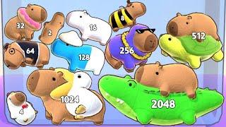 Capybara Friends Merge 3D - ASMR Gameplay Animal Evolution Level Up Merge Jelly Toys 2048