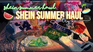 SHEIN summer try-on haulshirts jorts and more Camryn Attis #shein #haul #sheinhaul