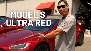 First Look 2023 Model S Ultra Red Delivery - TESBROS