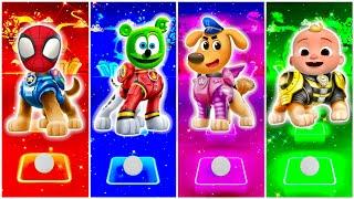 PAW Patrol x Spidey  Gummy Bear  Sheriff Labrador  Cocomelon  Who Is Best? in Tiles Hop EDM Rush