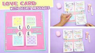 LOVE CARD with SECRET MESSAGES - Valentines Day - Easy to do it  aPasos Crafts DIY