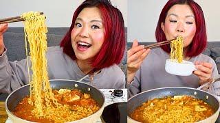 KIMCHI TOFU RAMEN MUKBANG VEGAN  Munching Mondays Ep.132