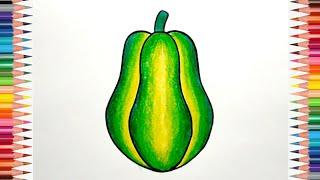 How to Draw Papaya  Papaya Drawing Step by Step  Papaya Drawing Colour..