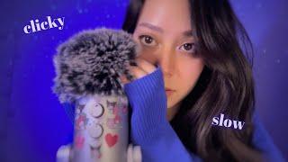 ASMR Slow Clicky Inaudible Whispers with Fluffy Mic Brushing 