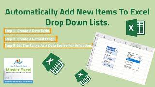 How to Create and Add New Items Excel Drop Down Lists Automatically.