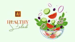 HOW TO DRAW A HEALTHY SALAD  TUTORIAL IN ADOBE ILLUSTRATOR