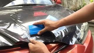 7d Carbon Fiber Wrap Installed in car hood Vios