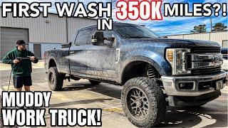 First Wash In 350K Miles?  Deep Cleaning A MUDDY Ford F350  Insane Car Detailing Transformation