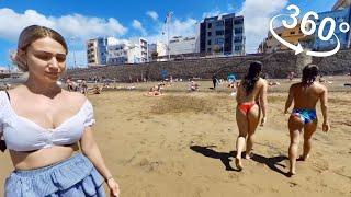 Walk with me at Las Canteras Beach in Las Palmas Gran Canaria. 360° Virtual Reality