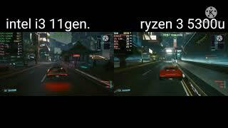 Intel i3 11gen vs ryzen 3 5300u processor gaming test