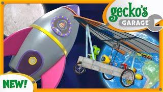 Space Race Weasel vs Mechanicals   Brand New Geckos Garage Season 7  Truck Cartoons For Kids