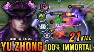 100% IMMORTAL 21 Kills Yu Zhong New Build and Emblem - Build Top 1 Global Yu Zhong  MLBB