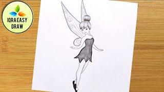 How to Draw Tinkerbell easy step by step  Draw A Tinkerbell  Disney fairy  pencil Sketch