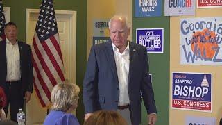 WATCH Democratic VP nominee Tim Walz attempts to energize volunteers in GA speech