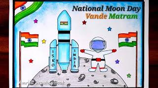 Chandra Dinam drawing  International Moon Day Drawing  National Moon Day Drawing  Chandryaan 3