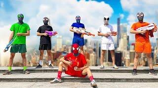 PRO 6 SPIDER-MAN TEAM   HEY SPIDER-MAN...GO TO FIGHTING WITH BADGUY NERF GUN....  Live Action 