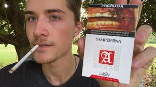 Smoking a Sampoerna A Mild Clove Cigarette - Review