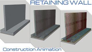 Retaining Wall Construction Animation  Retaining Wall Rebar Details in 3D Animation