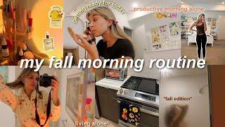 my FALL MORNING ROUTINE 9AM living alone self care & skincare