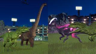 Jurassic World Evolution 2 Night   Indominus Rex Alloraptor Hunt Parasaurolophus Brachiosaurus
