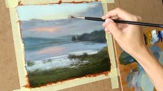 Масляная живопись для начинающих. Рисуем пейзаж  #3   Art tutorial . Oil painting