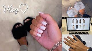 VLOG  self care + new nails + doing my own pedicure + online shopping + healthy grocery haul 