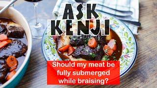 Should meat be covered while braising?