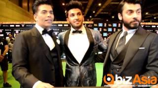 IIFAS 2016 Karan Johar Ranveer Singh and Fawad Khan talk to BizAsia at the IIFA green carpet