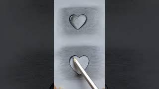 How to draw easy 3D heart water drop  pencil drawing #shorts