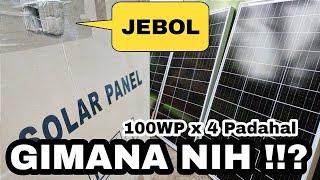 UNBOXING Panel surya 100WP X 4 kok Kardus JEBOL  tertusuk ? Kok di plester juga ya ? 