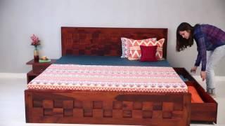 Double Bed - Travis Bed with storage Online in India @ Wooden Street