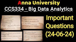 ccs334 - Big data analytics  important questions  also notes  anna university  latest exam