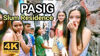 THE OTHER SIDE of PASIG  WALK at SLUM NARROW ALLEY in PASIG Philippines 4K 