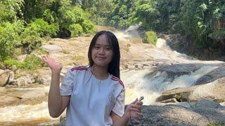 ASMR at a waterfall  public asmr 