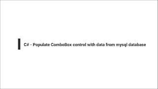 C#   Populate ComboBox control with data from mysql database