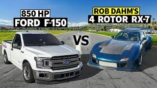 Rob Dahm’s 1-of-1 4 Rotor RX-7 drag races 850hp F-150  THIS vs DAHM