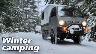 4x4 camper mini Kei truck Winter snow car camping