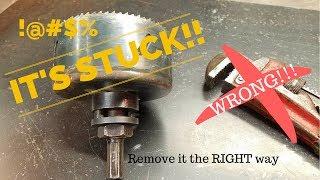 Remove a Stuck Hole Saw THE EASY WAY Actual video of a hole saw getting stuck