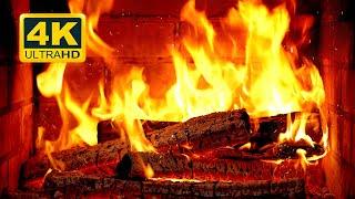  FIREPLACE Ultra HD 4K. Fireplace with Crackling Fire Sounds. Fireplace Burning. Fire Background