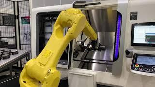 Fanuc Robot Operates DMG MORI NLX-2500  CNC Machining Automation