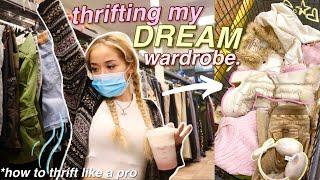 THRIFT WITH ME for my DREAM wardrobe + try-on haul ft. actually useful thrifting tips